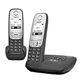 Gigaset A415A DUO, 2 Schnurlose DECT-Telefone mit Anrufbeantworter, Freisprechfunktion, Kurzwahltasten, Telefonbuch mit 100 Einträgen, Kontrastreiches Grafik Display und leichter Bedienung, schw