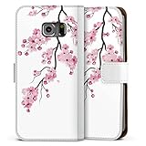 DeinDesign Klapphülle kompatibel mit Samsung Galaxy S6 Edge Handyhülle aus Kunst Leder weiß Flip Case Kirschblüten Jap