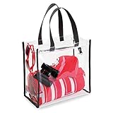 mDesign Reisetasche für Accessoires – Tasche für Strand, Pflegeprodukte oder Kosmetik – Tragetasche transparent/schw