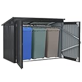 Juskys Mülltonnenbox Namur | Aufbewahrungsbox für 3 Tonnen | 1,9m² | 2 Türen abschließbar | Metall | grau | Mülltonnenverkleidung Müllbox Mü