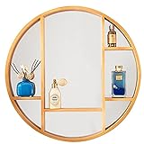 Medizinschränke Badezimmer-Spiegelschrank Zur Wandmontage, （Zwischenwand-Speichertrennwand） Aufbewahrungsschrank, Aufputzmontage (Color : Wood Color, Size : 60x60cm)