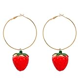 RIsxffp Nette Ohrringe, Süße Frauen Wassermelone Erdbeer Zitrone Frucht Baumeln Creolen Schmuck Geschenk Erdb