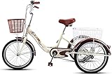 Dreirädrige Fahrräder Cruise Trike 3-Rad-Fahrrad für Erwachsene, Dreirad-Cruiser-Fahrrad 20 Zoll-Räder, 1 Geschwindigkeit, mit tiefem Rahmen, verstellbarem Sitz und Lenker Dreiräder für Erw