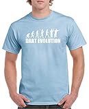 Comedy Shirts - Dart Evolution - Herren T-Shirt - Hellblau/Weiss Gr. XL