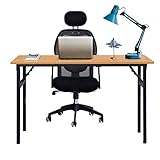 sogesfurniture Schreibtisch Klapptisch 120x60cm Computertisch Büromöbel PC Tisch, Stabil Bürotisch Konferenztisch Klappbar für Zuhause, Büro, Picknick, Garten, Teak&Schwarz AC5TB-120-SF