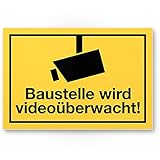 Komma Security Baustelle wird videoüberwacht Baustellen Schild Kunststoff Hinweisschild Baustellenzaun Verbotsschild Warnhinweis videoüberwacht Infozeichen Prävention - Betreten der Baustelle verb