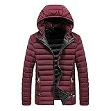 KAIXLIONLY Daunenjacke Herren Daunenmantel Leicht Steppjacke Herren mit Kapuze Übergangsjacke Einfarbig Kapuzenjacke Warmer Softshell-Mantel Winterjacke Funktionsjacke Wintermantel Prak