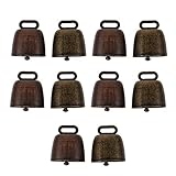 BESTonZON Kuhglocke Glöckchen Metall Vintage Klingelglocke Weideglocke DIY Windspiel Glocken Eisendeko für Rinder Schafe Pferde 10 Stück