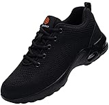 Fenlern Sicherheitsschuhe S1 Arbeitsschuhe Damen Leicht Sportlich Atmungsaktiv Schutzschuhe Stahlkappe Schuhe (Schwarz,35 EU)