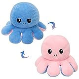 Doppelseitige Flip Octopus Puppe, süßes Plüschtier, weiche Reversible ausgestopfte entzückende Tierpuppe (Pink-Blau)