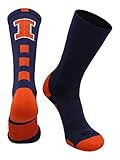 TCK Sports Universität von Illinois Fighting Illini Baseline Crew Socken, Jungen Damen Mädchen Herren, Navy/Orange/White, Larg