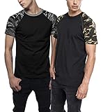 Urban Classics Herren Raglan Contrast Tee T-Shirt, Multicolour (Blk/Darkcamo & Blk/Woodcamo (2er-Pack) 02181), 2XL