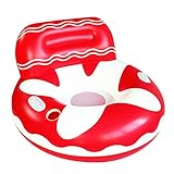 Sayiant Umweltfreundliches aufblasbares Wassersofa für Erwachsene, schwimmende Reihe für aufblasbare Liegen, Aufblasbarer Schwimmring mit Rückenlehne und Getränkehalter,Wasserliegesofa, 105 x 70