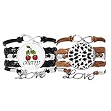 Bestchong Armband mit Hundemotiv, mit Handschlaufe, Lederseil, Kirschmotiv, Liebesarmband, Dopp