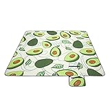 SONGMICS Picknickdecke, 200 x 200 cm große Stranddecke, Campingdecke, wasserdichte Unterseite, maschinenwaschbar, faltbar, für Garten, Park, Strand, Camping, Avocado-Muster GCM087C03