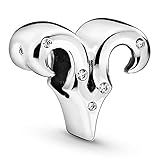Aries sterling silver charm with clear cub