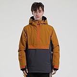 SalonDryer Herren Mountain wasserdichte Skijacke, Winddichte Regenjacke Winter Warmer Kapuzenmantel Kapuzenparka, Warmhalten Verdicken Kapuzen Regenmantel Daunenjacke (Yellow L)