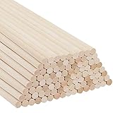 BELLE VOUS Holzstäbchen zum Basteln Natürlicher Holzstab Rund (100er Pack) 30cm Extra Lange Natürliche Rundholz 6mm Durchmesser Unbehandeltes Holz Makramee Holzstab für DIY, Holzarbeit, Dek