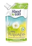 Handsan 100 % Parfümfrei, 6 x 300 ml im Nachfüllbeutel, Flüssigseife mit pflanzlichem Glycerin, Seife zum Händewaschen und zur Gesichtsreinigung, pH-hautneutral, C