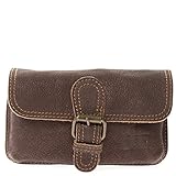 LECONI Gürteltasche Vintage-Look praktische Bauchtasche für Damen + Herren Retro-Style Frauen – Männer kleine Hüfttasche Büffel-Leder 18x10x6cm dunkelbraun LE9020-BS