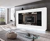 Homeface Wohnkombination 4-teilig Sensis VA-02 Front: MDF/Farbe: Front: Hochglanz Weiß/Korpus: Weiß/Schwarz - Ohne LED Beleuchtung - Ohne Dek