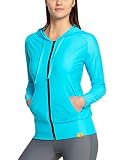 IQ UV Schutz Kapuzenjacke Damen, Joggen, aus recycelten Fischernetzen, türkis (turquoise), S