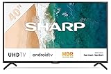 SHARP 40BN6EA Android TV 101 cm (40 Zoll) 4K Ultra HD LED Fernseher (Smart TV, Harman Kardon, Dolby Atmos) [Modelljahr 2019], Schw