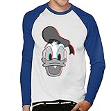 Disney Donald Duck Blurred Character Head Men's Baseball Long Sleeved T-S