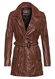 COCO BLACK LABEL since1986 Damen Lederjacke Sara Ledermantel mit Gürtel einem asymmetrischem Reißverschluss und Reverskragen aus Lammleder, Farbe:Mokka Braun, Größe:40