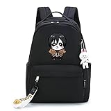 KIACIYA Anime Attack on Titan Rucksack Damen Herren Levi Ackermann Cosplay Schultasche AOT Scouting Legion Aufklärungstrupp School Bag Daypack Schulranzen Backpack Rucksäcke (Schwarz,29 * 14 * 41CM)