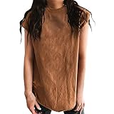 Damen-T-Shirt, einfarbig, Rundhalsausschnitt, Stretch, kurzärmelig, Tunika, Tops, T-Shirt mit seitlichem Schlitz, Frühlingsp
