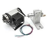 RATTMMOTOR CNC Router Axis 4. Achse Rotary K11-65mm 3 Backenfutter Chuck Teilkopf mit 54mm Reitstock CNC Rotationsachse 4th-Achsen für Graviermaschine F