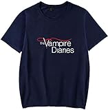 MINIDORA The Vampire Diaries T-Shirt für Damen und Mädchen Kurzarm Tee Unisex für Fans Die Vampirtagebücher(Blau,M)