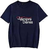 MINIDORA The Vampire Diaries T-Shirt für Damen und Mädchen Kurzarm Tee Unisex für Fans Die Vampirtagebücher(Blau,M)