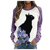 EMATOP Damen Schmetterling Sweatshirt Langarm Rundhals Basic Shirts Casual Lose Langarm Pullover Mode Sexy Oberteil Oversize Bluse Tunika Frauen Einfarbig Elegante Jumper Herbst Winter Top