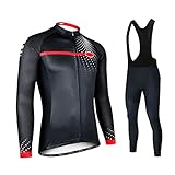 Männer Langarm Radfahren Trikots Thermal Polyester Radfahren Kleidung Set Winddicht MTB Fahrradjacke im Freien Reiten Fahrrad Sportbekleidung Anzüge (Color : B, Size : XXL)