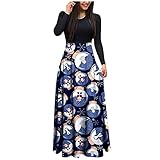 TTLOVE Maxi Kleid Damen Langarm Lässige Langkleider Casual Kleid Long Sleeve Lange Kleid Strandkleider HoheTaille Maxik