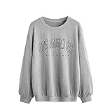 TTWOMEN Damen Brief Print Sport Sweatshirt Rundhalsausschnitt Lange Ärmel Loose Fit Pullover Tops Shirts Oberbekleidung