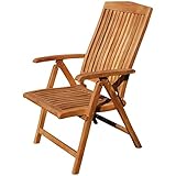 ASS Teak Design Hochlehner Gartensessel Gartenstuhl Sessel Holzsessel Klappsessel Gartenmöbel Holz sehr robust 7fach-verstellbar Modell: JAV-Tobag