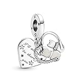 Pandora Katzen & Herz Charm-Anhänger aus Sterling-Silber mit Zirkonia Steinen aus der Pandora Moments C