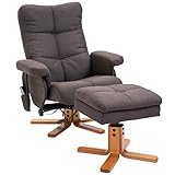 HOMCOM Massagesessel mit Fußhocker Relaxsessel Heizfunktion TV-Sessel Polyester Braun 145°-Neigung 80 x 86 x 99