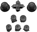 Perfekt Zubehör Aluminium Metall Daumenstiel Joystick Analog Cap Bullet ABXY Führungstaste D-Pad Dpad Tasten für Xbox One Controller Ersatz Zubehör Kits (Farbe: Golden) (Color : Black)