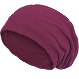 style3 Slouch Beanie aus atmungsaktivem, feinem und leichten Jersey Unisex Mütze Haube Bini Einheitsgröße, Farbe:Dark Berry