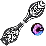 RROWER Caster Board - 2-Rad-Schwenk-Skateboard mit 360-Grad-Rollen, für Kinder, Teenager und Erwachsene,Schw