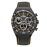 TW Steel CEO Tech Herren 44mm Quarzuhr mit schwarzem Zifferblatt, schwarzem Lederarmband und Datumskalender CE4070