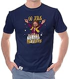 shirtdepartment - Herren Hoodie & T-Shirt - Go Jesus, it`s Your Birthday - Weihnachts-Fun-Design dunkelblau-T-Shirt 4XL