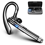 fasloyu Bluetooth Headset, Freisprech Kabellos Bluetooth 5.1 EIN Ohr Headset Handy mit Rauschunterdrückung Mikrofon für Business/Büro/Fahren, Kompatibel mit iPhone Android Telefon Ohrhörer (Silber)