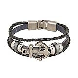 AIUIN Schmuck Herren Lederarmband Anchors Edelstahl Armbänder Herrenarmband Für Männer Herrenarmreif Armreif Armkette Legierung 21CM,Mit Einer Schmucktasche (Style 1)