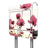 banjado® Briefkasten mit Standfuß Motiv Cosmea - Stand Briefkasten Edelstahl mit Zeitungsfach - Postbox/Postkasten A4 Einwurf inkl. Montagematerial & 2 Schlü