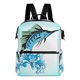 MALPLENA Jumping Marlin Fish Schultasche, Tagesrucksack, niedlicher Wanderrucksack